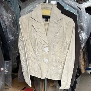 Bernardo Beige Blazer with Unique Button Design